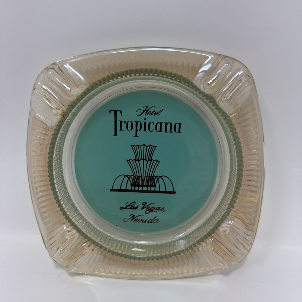 Vintage Tropicana Casino Hotel Las Vegas Ashtray Aqua With Gold And